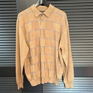 Toscano Made in Italy 100% Merino Wool Dad Grandpa Windowpane Sweater, Size Lg